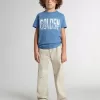 Blaues T-Shirt für Jungen mit weißem Aufdruck Blaues T-Shirt für Jungen mit weißem Aufdruck
