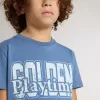 Blaues T-Shirt für Jungen mit weißem Aufdruck Blaues T-Shirt für Jungen mit weißem Aufdruck