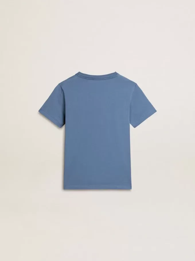 Blaues T-Shirt für Jungen mit weißem Aufdruck Blaues T-Shirt für Jungen mit weißem Aufdruck