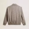 Bomberjacke für Damen aus ecru-brauner Wolle mit Fischgrätenmuster Bomberjacke für Damen aus ecru-brauner Wolle mit Fischgrätenmuster
