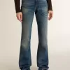 Bootcut-Jeans für Damen mit Vintage-Waschung und metallischen Details Bootcut-Jeans für Damen mit Vintage-Waschung und metallischen Details