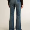 Bootcut-Jeans für Damen mit Vintage-Waschung und metallischen Details Bootcut-Jeans für Damen mit Vintage-Waschung und metallischen Details
