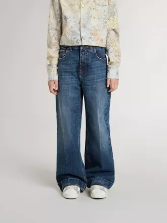 Bootcut-Jeans für Mädchen mit mittlerer Waschung und Stickerei