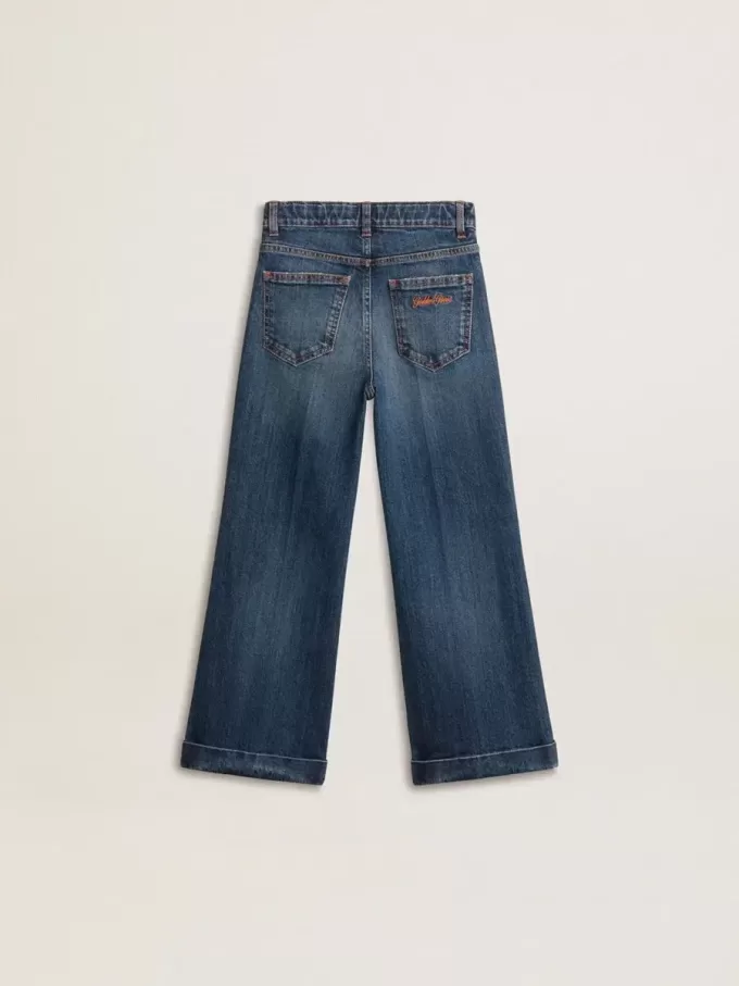 Bootcut-Jeans für Mädchen mit mittlerer Waschung und Stickerei