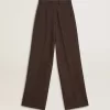 Braune Damenhose aus Schurwolle