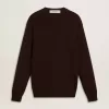 Brauner Herrenpullover mit Rundhalsausschnitt und „Golden”-Schriftzug auf der Rückseite