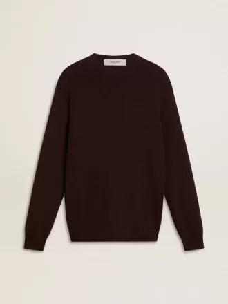 Brauner Herrenpullover mit Rundhalsausschnitt und „Golden”-Schriftzug auf der Rückseite