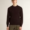 Brauner Herrenpullover mit Rundhalsausschnitt und „Golden”-Schriftzug auf der Rückseite