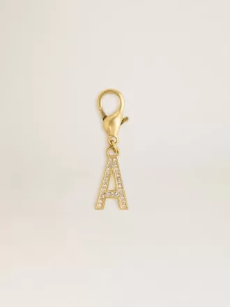 Buchstabe A-Anhänger aus goldfarbenem Messing mit Kristallen