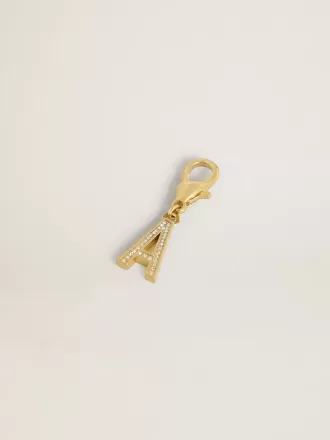 Buchstabe A-Anhänger aus goldfarbenem Messing mit Kristallen