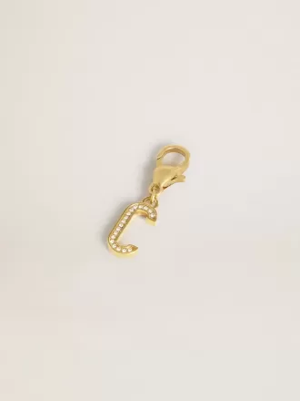 Buchstabe C-Anhänger aus goldfarbenem Messing mit Kristallen