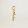 Buchstabe F-Anhänger aus goldfarbenem Messing mit Kristallen