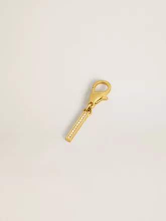 Buchstabe I-Anhänger aus goldfarbenem Messing mit Kristallen