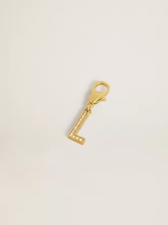 Buchstabe L-Anhänger aus goldfarbenem Messing mit Kristallen