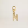 Buchstabe M-Anhänger aus goldfarbenem Messing mit Kristallen