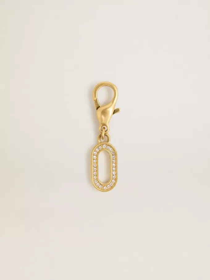 Buchstabe O-Anhänger aus goldfarbenem Messing mit Kristallen