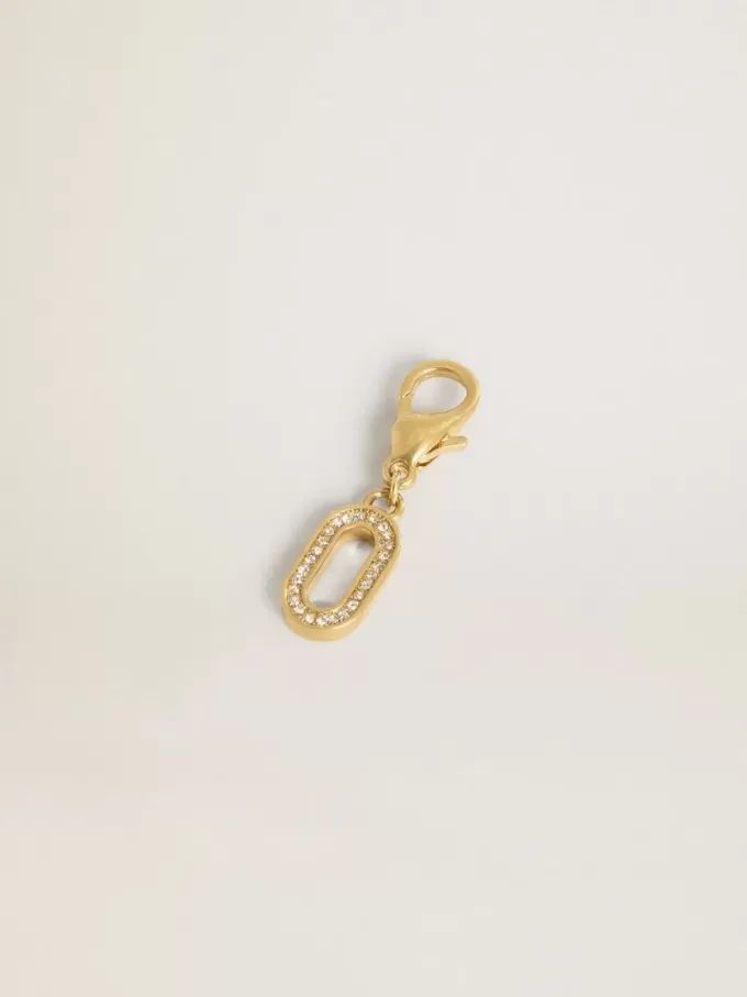 Buchstabe O-Anhänger aus goldfarbenem Messing mit Kristallen