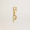 Buchstabe P-Anhänger aus goldfarbenem Messing mit Kristallen