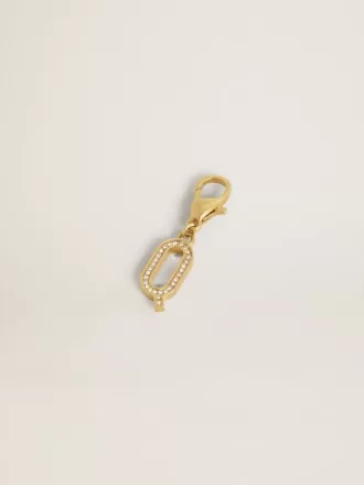 Buchstabe Q-Anhänger aus goldfarbenem Messing mit Kristallen