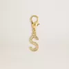 Buchstabe S-Anhänger aus goldfarbenem Messing mit Kristallen