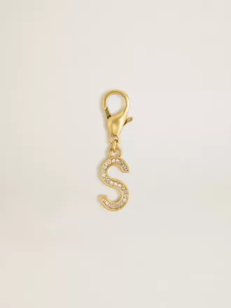 Buchstabe S-Anhänger aus goldfarbenem Messing mit Kristallen