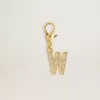 Buchstabe W-Anhänger aus goldfarbenem Messing mit Kristallen