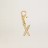 Buchstabe X-Anhänger aus goldfarbenem Messing mit Kristallen