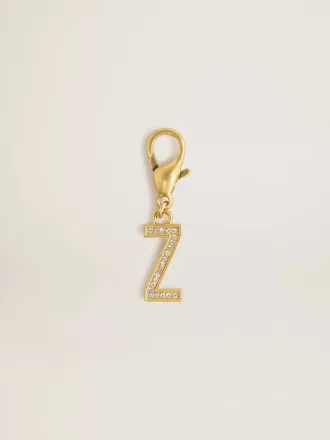 Buchstabe Z-Anhänger aus goldfarbenem Messing mit Kristallen