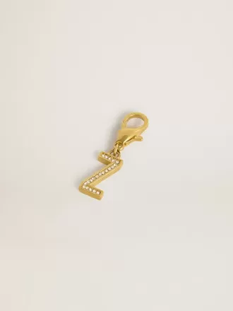 Buchstabe Z-Anhänger aus goldfarbenem Messing mit Kristallen