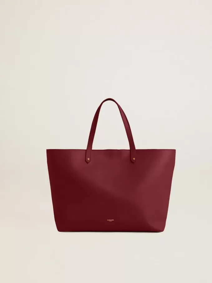Burgunderrote Pasadena-Tasche aus glattem Leder mit goldenem Logo Burgunderrote Pasadena-Tasche aus glattem Leder mit goldenem Logo