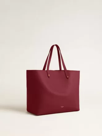 Burgunderrote Pasadena-Tasche aus glattem Leder mit goldenem Logo