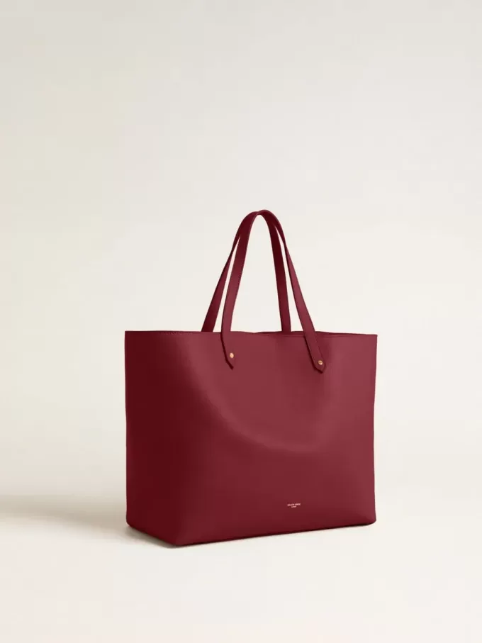 Burgunderrote Pasadena-Tasche aus glattem Leder mit goldenem Logo Burgunderrote Pasadena-Tasche aus glattem Leder mit goldenem Logo