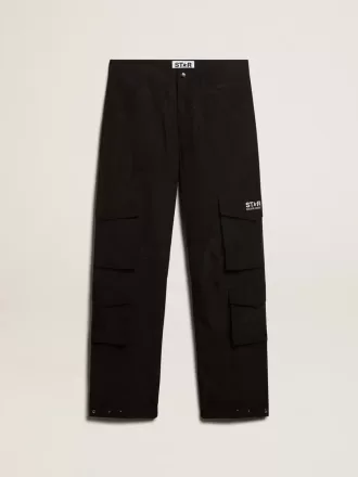 Cargohose aus schwarzem Ripstop-Nylon