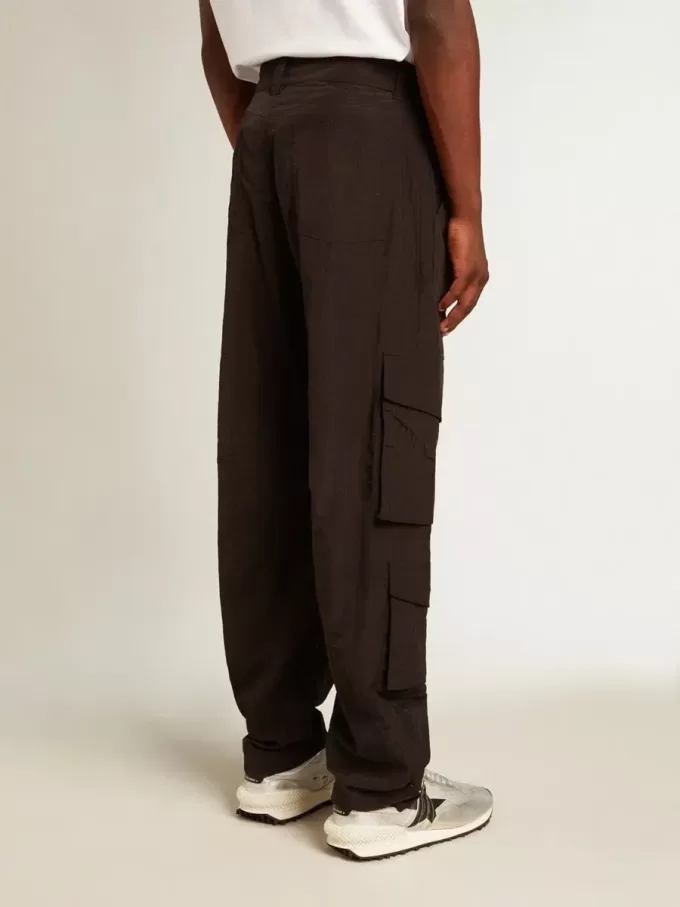 Cargohose aus schwarzem Ripstop-Nylon