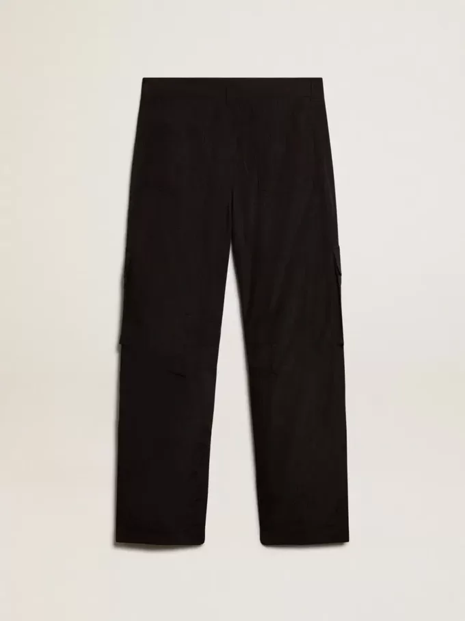 Cargohose aus schwarzem Ripstop-Nylon