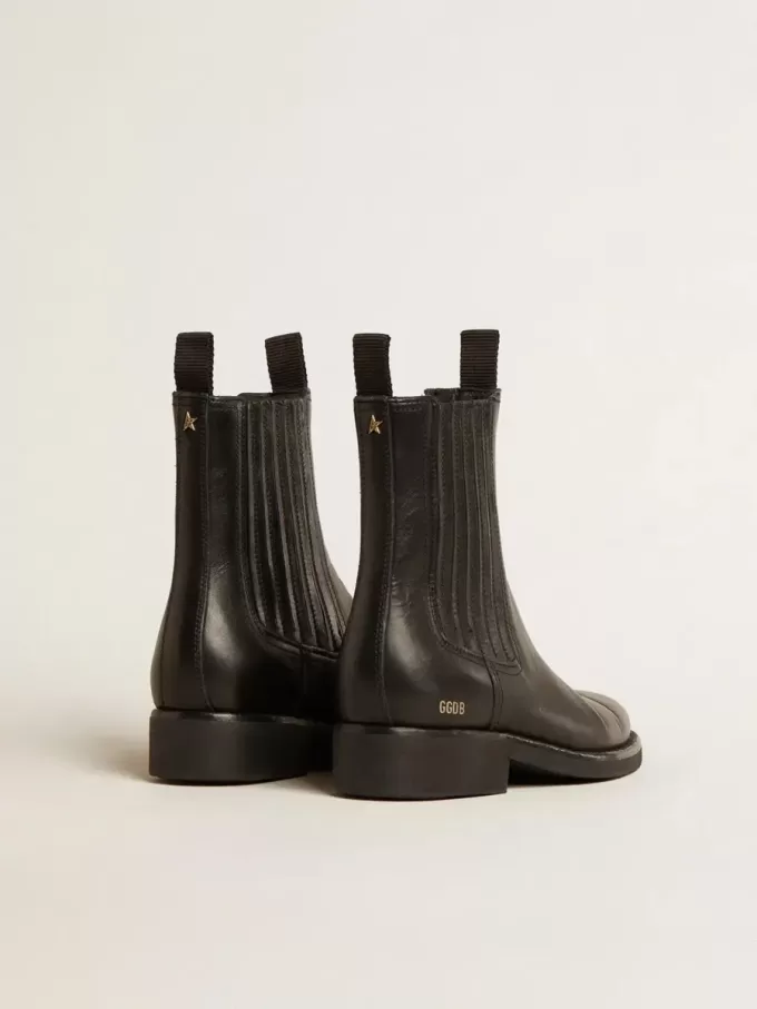 Chelsea-Stiefel für Damen aus schwarzem Leder Chelsea-Stiefel für Damen aus schwarzem Leder