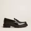 Chunky Loafer für Damen aus schwarzem Leder mit Nieten Chunky Loafer für Damen aus schwarzem Leder mit Nieten