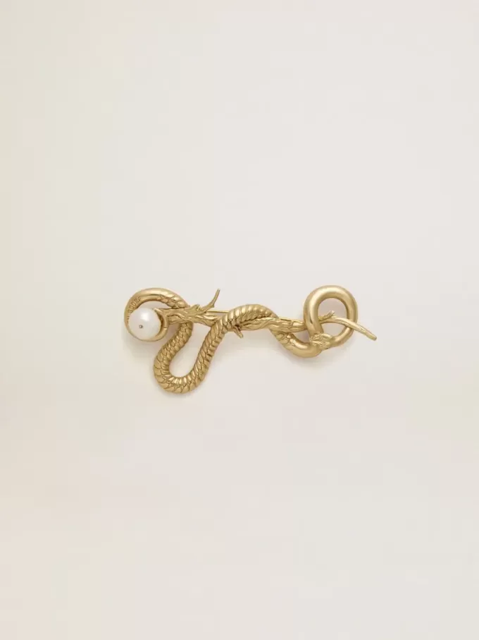 CNY antikgoldene Anstecknadel in Schlangenform
