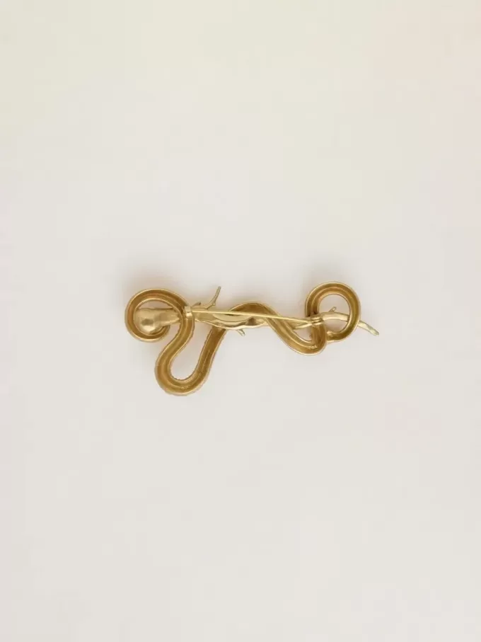 CNY antikgoldene Anstecknadel in Schlangenform