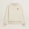 CNY-Sweatshirt aus abgenutzter weißer Baumwolle mit roter Stickerei