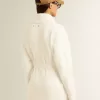 Cremefarbene Damenstrickjacke aus Baumwolle mit Blumenstickerei Cremefarbene Damenstrickjacke aus Baumwolle mit Blumenstickerei