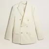 Cremefarbener Zweireiher-Blazer für Herren Cremefarbener Zweireiher-Blazer für Herren