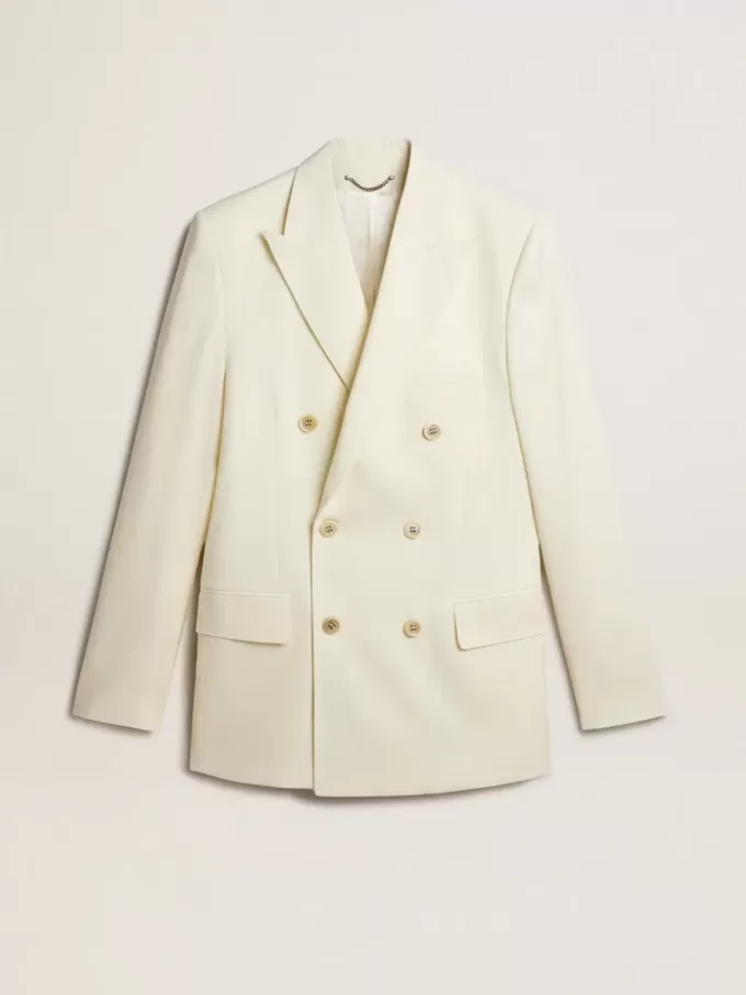 Cremefarbener Zweireiher-Blazer für Herren Cremefarbener Zweireiher-Blazer für Herren