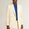 Cremefarbener Zweireiher-Blazer für Herren Cremefarbener Zweireiher-Blazer für Herren