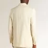 Cremefarbener Zweireiher-Blazer für Herren Cremefarbener Zweireiher-Blazer für Herren