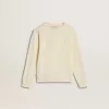 Cremefarbenes Sweatshirt für Mädchen mit Aufnäher-Schriftzug