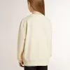 Cremefarbenes Sweatshirt für Mädchen mit Aufnäher-Schriftzug