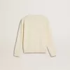Cremefarbenes Sweatshirt für Mädchen mit Aufnäher-Schriftzug
