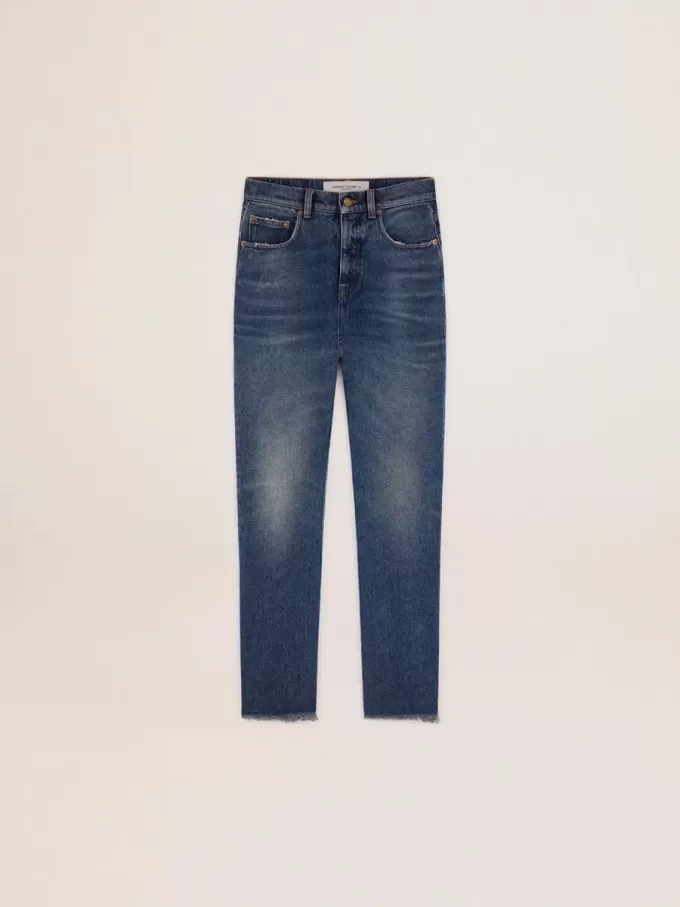 Cropped-Jeans für Damen mit mittlerer Waschung Cropped-Jeans für Damen mit mittlerer Waschung
