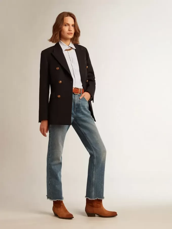Cropped-Jeans für Damen mit mittlerer Waschung Cropped-Jeans für Damen mit mittlerer Waschung